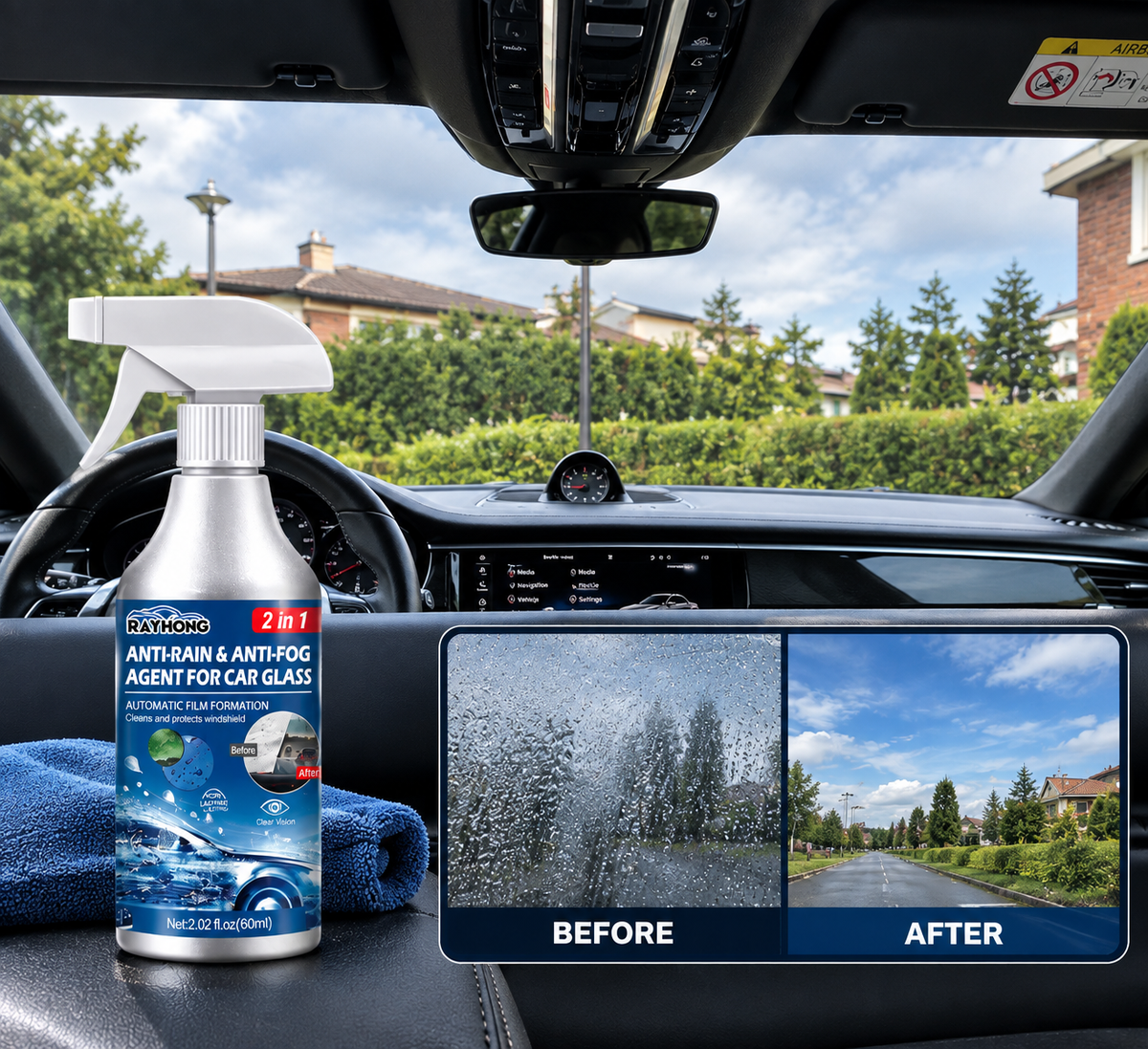 Anti-fog spray for car windows