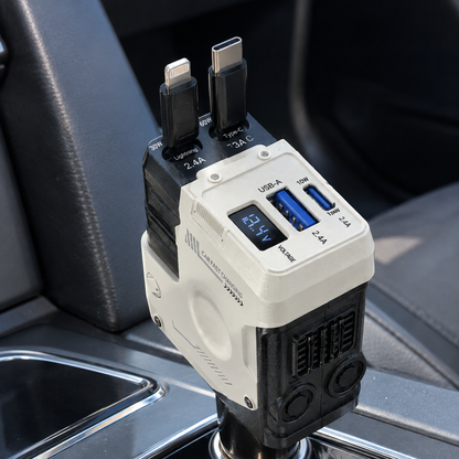 Fast charger with retractable cable