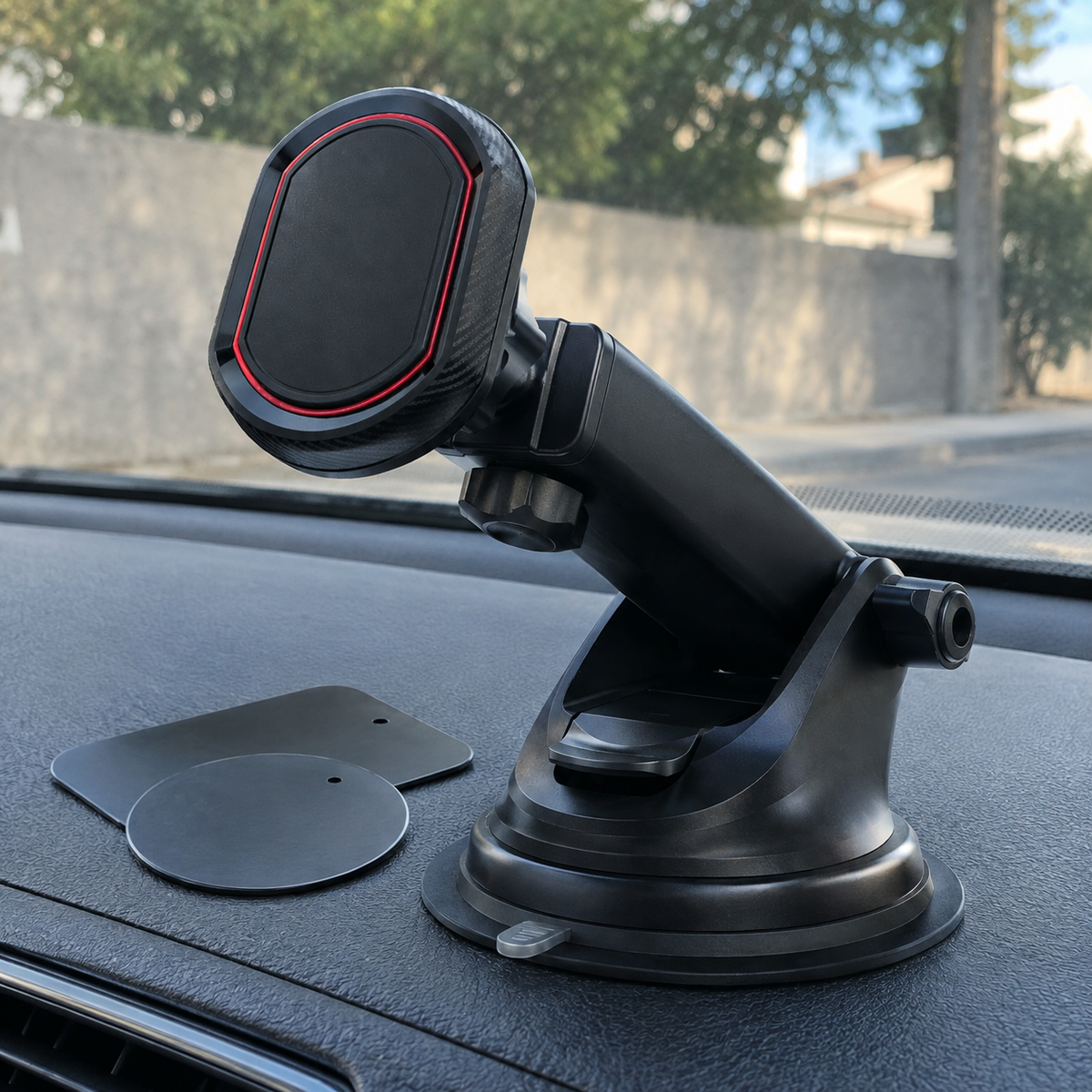 Magnetic suction cup phone mount